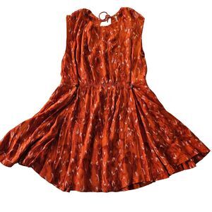 Free People Fake Love Printed Mini Dress Women XS Orange Oversized Swing Boho